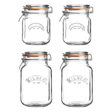 Load image into Gallery viewer, Square Clip Top Jars- Set of 4 (2 pcs-34oz & 2 pcs-51oz)