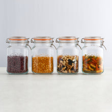 Load image into Gallery viewer, Square Clip Top Jars- Set of 4 (2 pcs-34oz & 2 pcs-51oz)