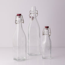 Load image into Gallery viewer, Square Clip Top Bottles-Set of 6 (2 each of 9oz, 16oz, 34oz)