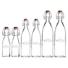 Load image into Gallery viewer, Square Clip Top Bottles-Set of 6 (2 each of 9oz, 16oz, 34oz)