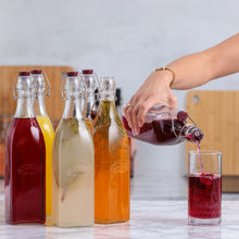 Load image into Gallery viewer, Square Clip Top Bottles 34oz-Set of 6