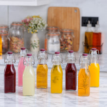 Load image into Gallery viewer, Square Clip Top Bottles-9oz-Set of 8
