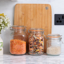 Load image into Gallery viewer, Square Clip Top Jars-Set of 3 ( 34oz, 51oz, 68oz)