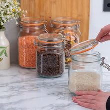 Load image into Gallery viewer, Square Clip Top Jars- Set of 4 (2 pcs-34oz & 2 pcs-51oz)