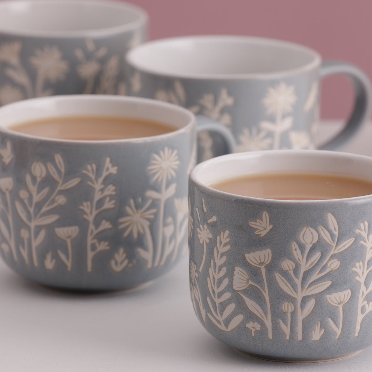 Mason Cash In the Meadow Set of 4 Blue Daisy Mugs Kilner USA