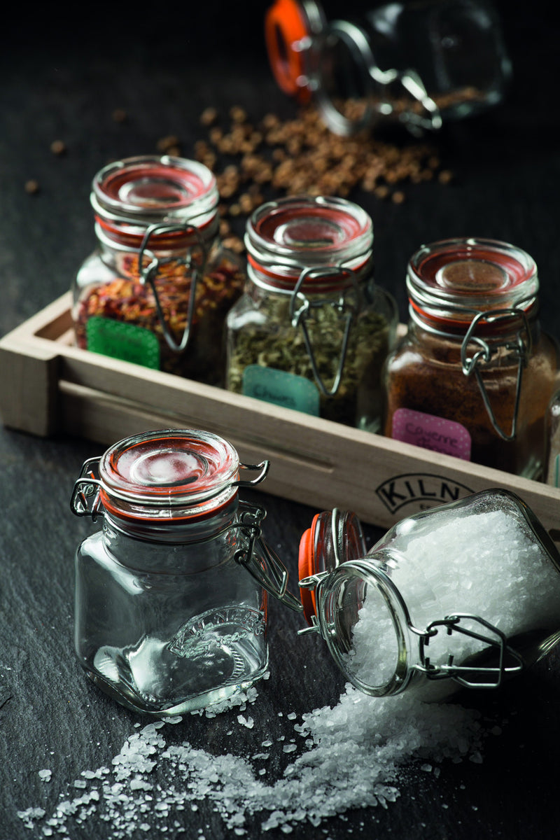 Set of 4 Kilner 70ml Clip Top Preserve Jars Small Kitchen Storage Herb Spice  Pot