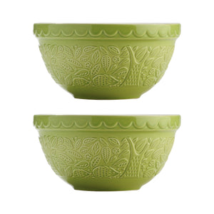 Mason Cash In the Forest Set of 2 Hedgehog Green S30 Mixing Bowls
