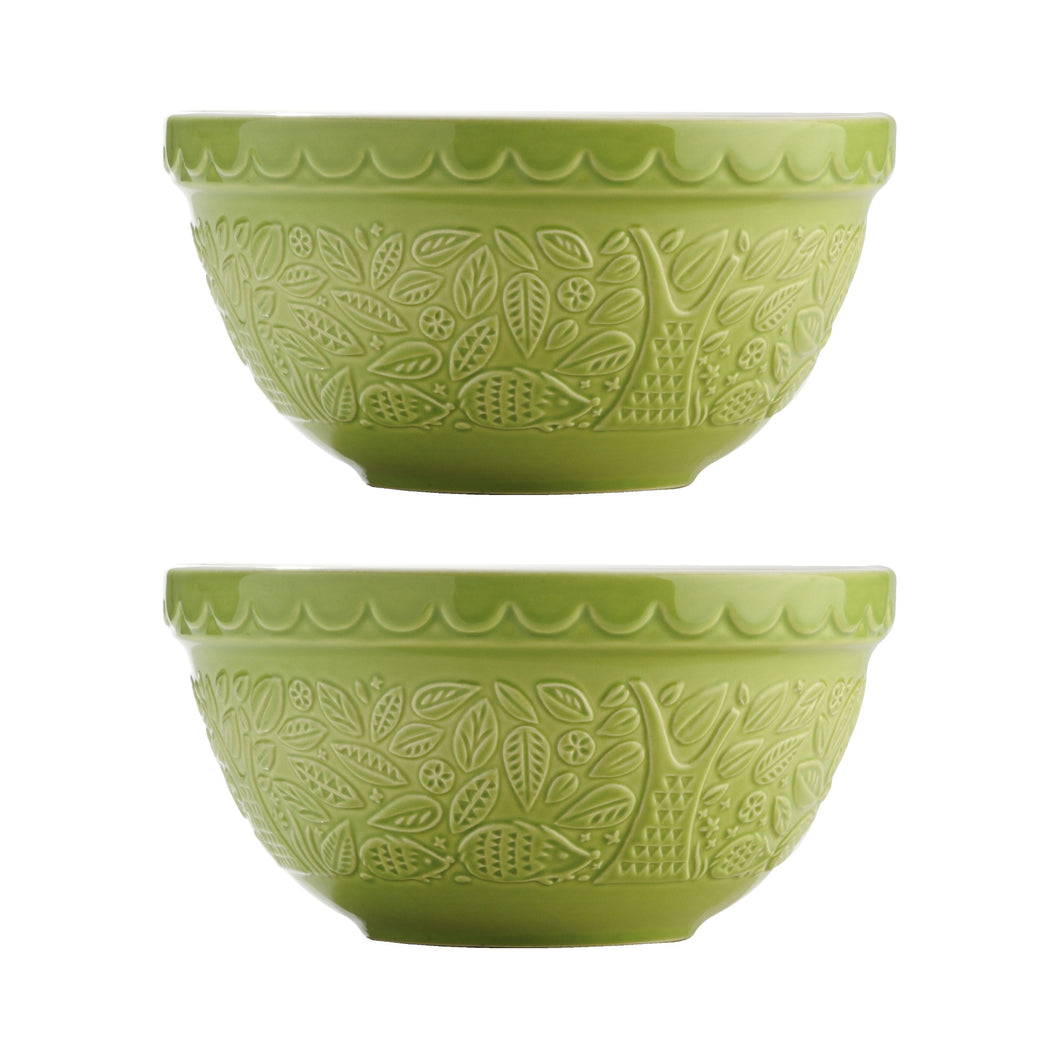 Mason Cash In the Forest Set of 2 Hedgehog Green S30 Mixing Bowls