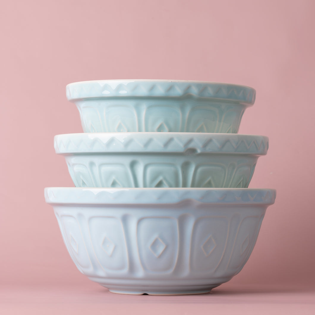 Mason Cash Color Mix Powder Blue Set of 3 Mixing Bowl Bundle