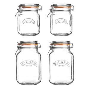 Square Clip Top Jars- Set of 4 (2 pcs-34oz & 2 pcs-51oz)