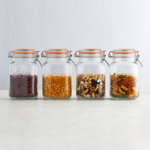 Square Clip Top Jars- Set of 4 (2 pcs-34oz & 2 pcs-51oz)