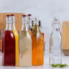 Load image into Gallery viewer, Square Clip Top Bottles 34oz-Set of 6
