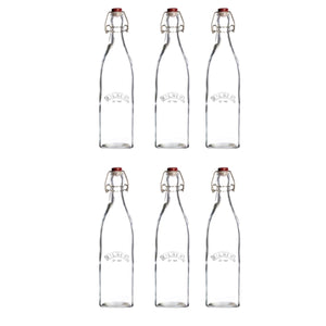 Square Clip Top Bottles 16oz-Set of 6
