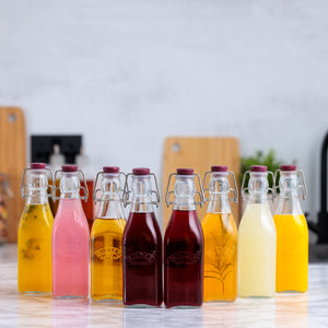 Square Clip Top Bottles-9oz-Set of 8