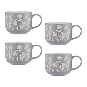 Mason Cash In the Meadow Set of 4 Blue Daisy Mugs