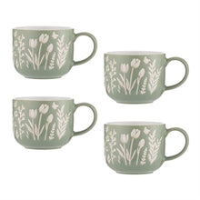 Load image into Gallery viewer, Mason Cash In the Meadow Set of 4 Green Tulip Mugs

