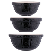 Load image into Gallery viewer, Mason Cash Black Color Mix Set of 3 Mixing Bowls Bundle
