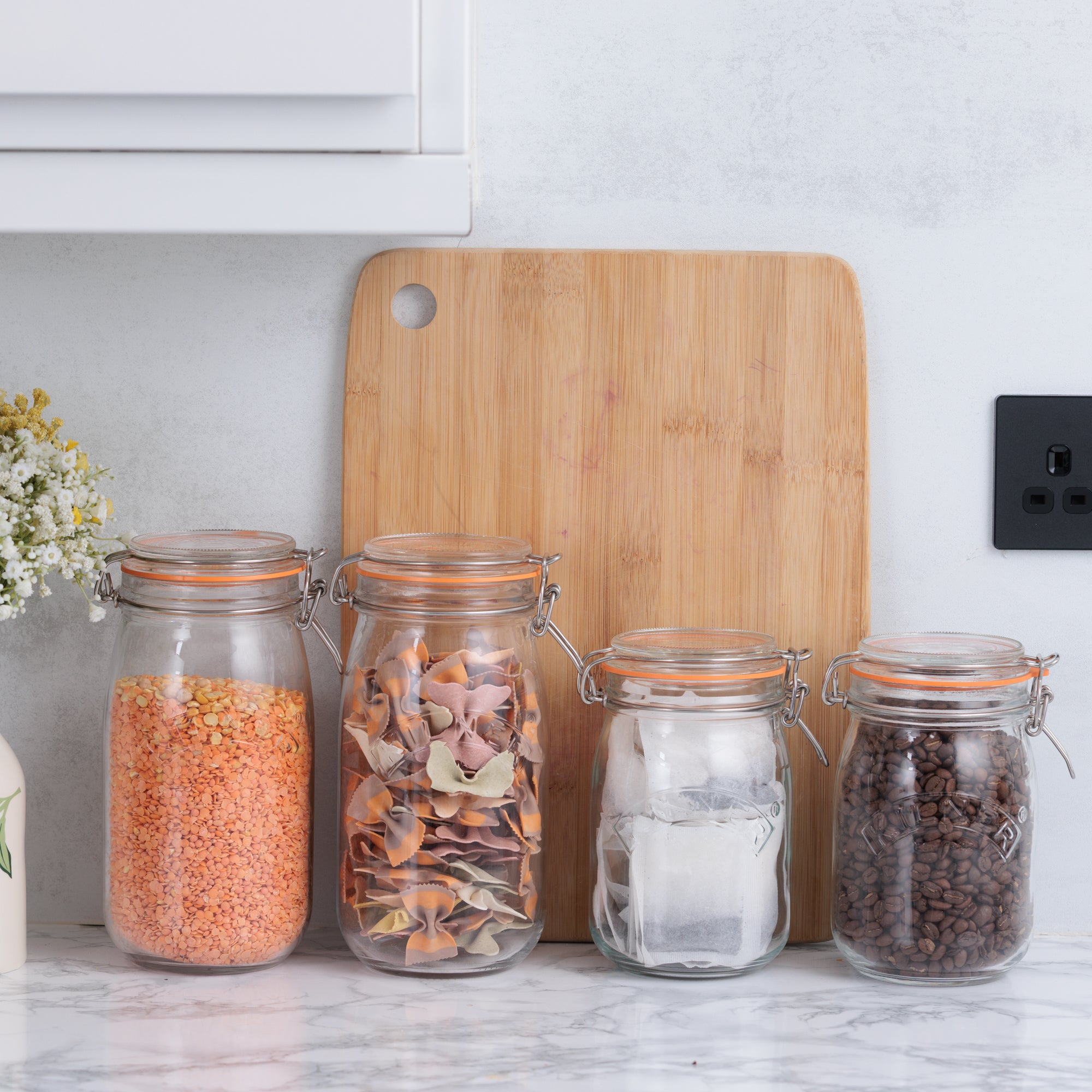 Round Clip Top Jars-Set of 4 (2pcs 34oz, 2 pcs 51oz)
