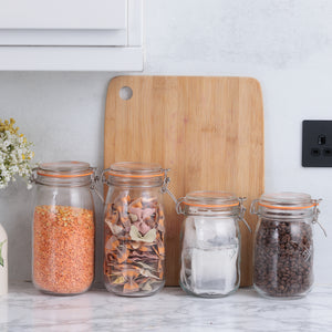 Round Clip Top Jars-Set of 4 (2pcs 34oz, 2 pcs 51oz)