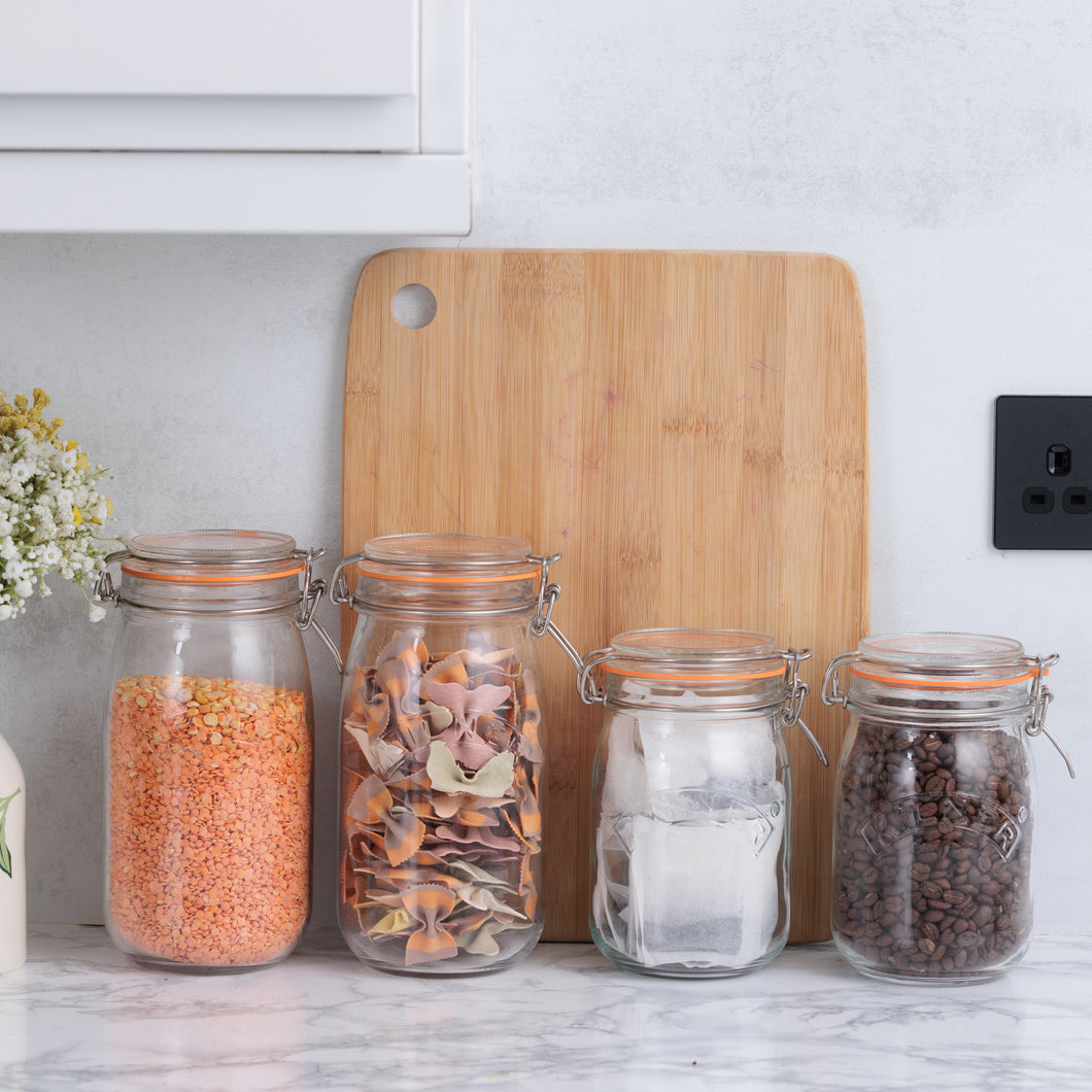 Round Clip Top Jars-Set of 4 (2pcs 34oz, 2 pcs 51oz)