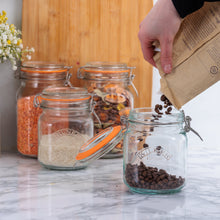 Load image into Gallery viewer, Square Clip Top Jars- Set of 4 (2 pcs-34oz &amp; 2 pcs-51oz)
