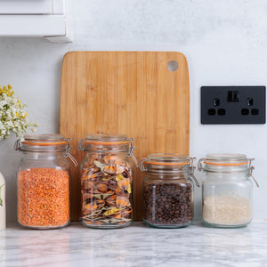 Square Clip Top Jars- Set of 4 (2 pcs-34oz & 2 pcs-51oz)