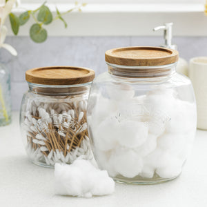Jars with Wooden Lid Set of 2 (28.7oz, 67.6oz)