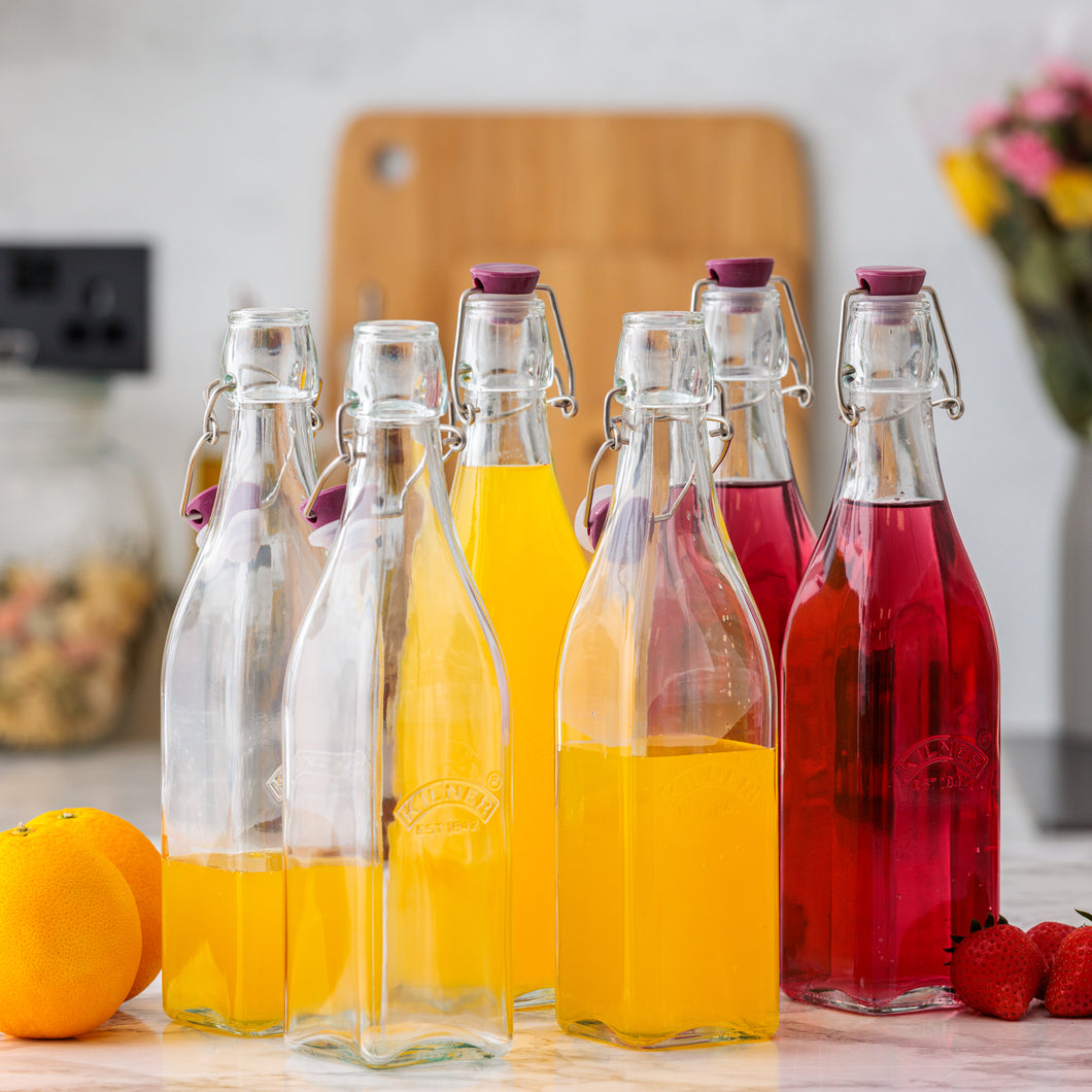 Square Clip Top Bottles 16oz-Set of 6