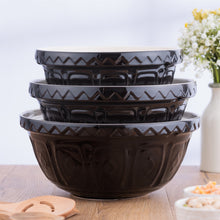 Load image into Gallery viewer, Mason Cash Black Color Mix Set of 3 Mixing Bowls Bundle

