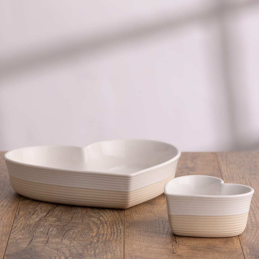 Rustic Charm Set of 2 Heart Baking Dishes