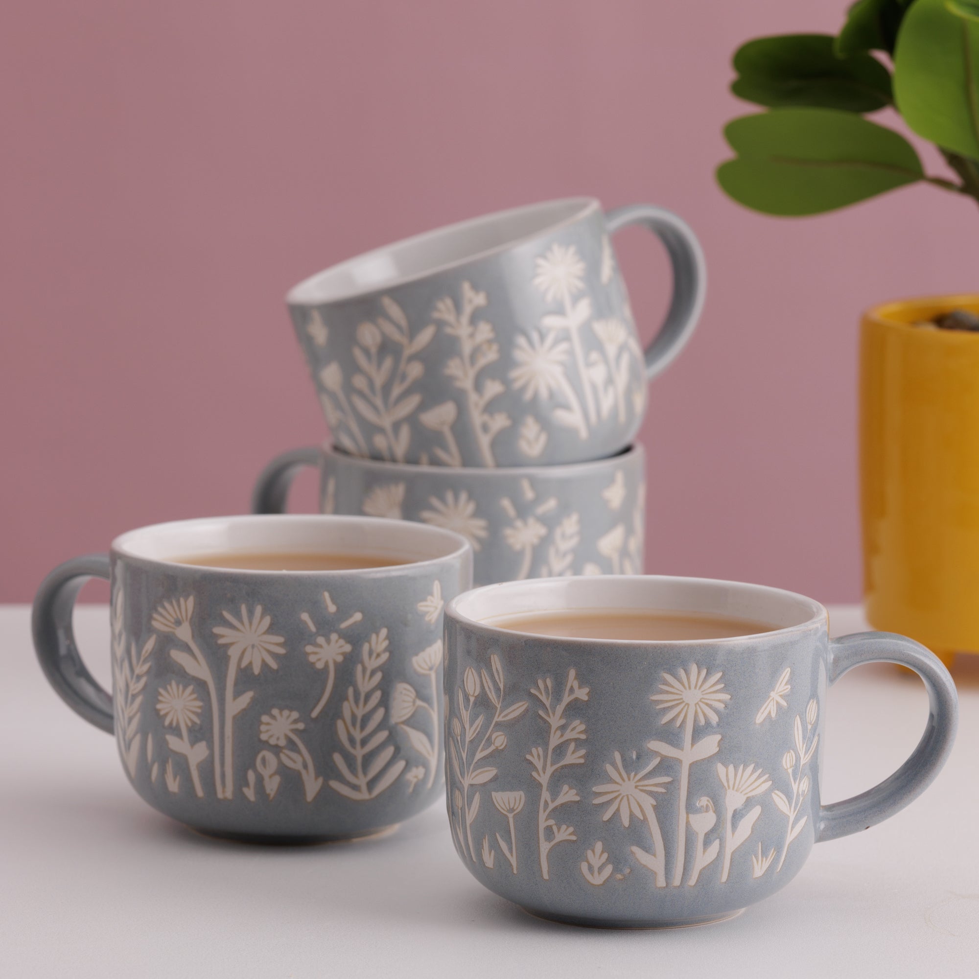 Mason Cash In the Meadow Set of 4 Blue Daisy Mugs– Kilner USA
