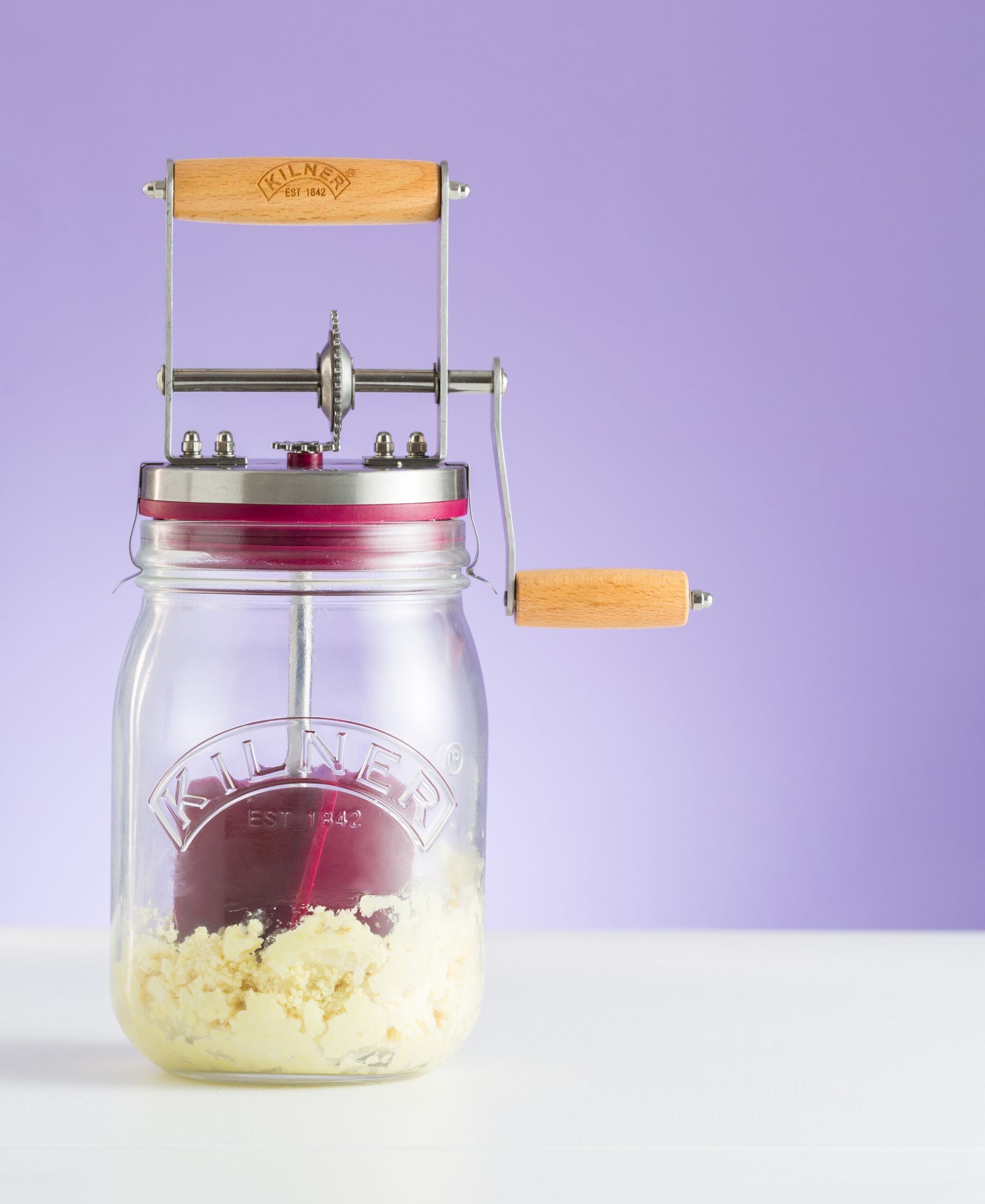 Butter Churner Manual Maker Food Mixer Stirrer Glass Silicone 1000ml